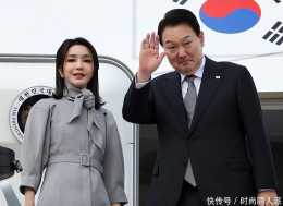 韓國第一夫人風光了！穿灰大衣抵達紐約好美，比在女王葬禮上好看